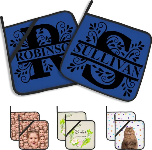 Miniatura 32 de Manoplas de horno personalizadas con soportes para ollas con nombre y foto personalizados, manoplas de horno resistentes al calor y al deslizamiento