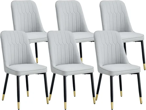 Miniatura 22 de Juego de 2 sillas de comedor modernas, sillas de comedor de piel sintética con cojín grueso y patas de metal, sillas de cocina negras para comedor