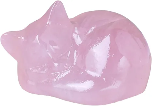 Miniatura 7 de Decoración de cristales de gato de granate natural, estatua de gato dormido, piedras preciosas pulidas de cristal curativo, piedras preciosas