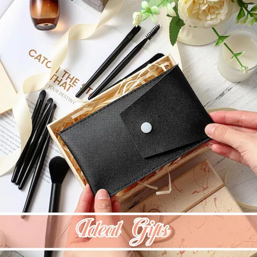Miniatura 5 de Tioncy Juego de 12 brochas de maquillaje de viaje, bolsa de pinceles a granel, regalo de dama de honor, mini cepillo de fibra sintética para Negro