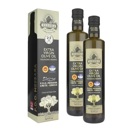 Miniatura 10 de Ellora Farms, Aceite de Oliva Virgen Extra Griego, Single Estate DOP Messara, Grecia, sin OMG, prensado en frío, Polifenol, Botella de vidrio, 17 FL