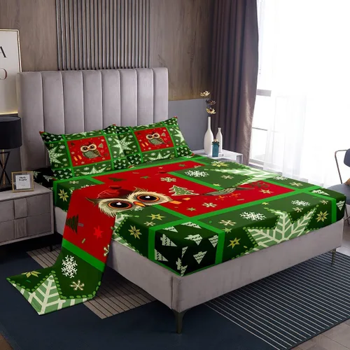 Miniatura 7 de Erosebridal Juego de sábanas de árbol de Navidad, tamaño individual, juego de sábanas de copos de nieve de Navidad para niños y niñas, sábanas