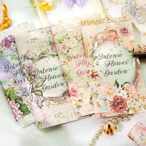 Alideco 144 piezas de papel vintage para álbumes de recortes, papel de álbum de recortes de flores intensas para suministros de diario, papel