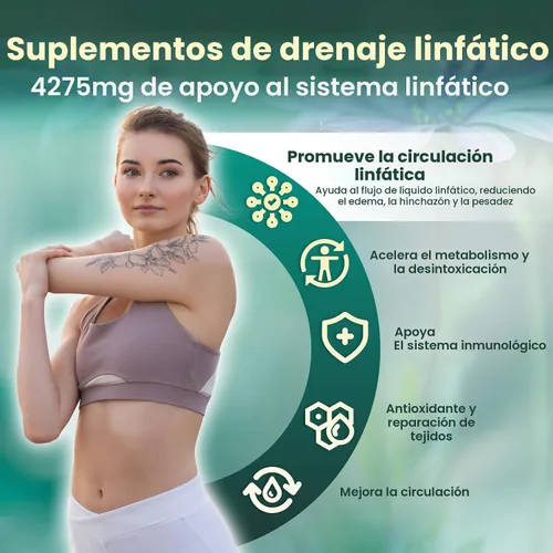 Miniatura 2 de Suplemento de drenaje linfático, 240 cápsulas blandas, suplemento de apoyo del sistema linfático de 4275 mg para mujeres y hombres, mezcla