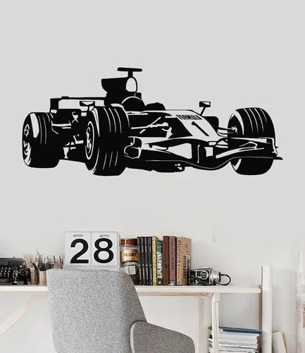 Miniatura 6 de Vinilo adhesivo de pared Fórmula 1 coche de carreras decoración garaje pegatinas habitación niños (118ig) negro