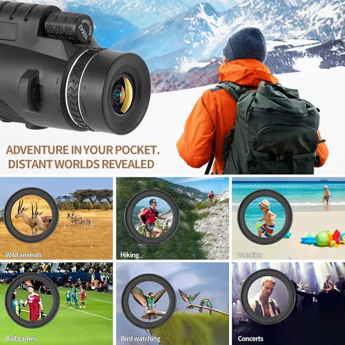 Miniatura 2 de Telescopio monocular de 10 x 42, alcance FMC y BAK4 de alta potencia, agarre antideslizante, impermeable, regalos de cumpleaños para hombres, papá