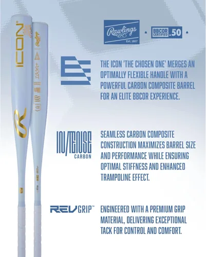 Miniatura 3 de Rawlings 2026 ICON The Chosen One Bate de béisbol BBCOR -3 Drop Barril de 2 5/8 pulgadas 1 pieza Compuesto