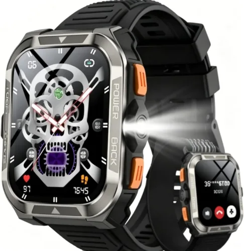 Military Smart Watches for Men (Answer/Make Calls),1.91"Fitness Smart Watch for Android and iPhone, GPS Fitness Trackers Watch with Flashlight/Heart