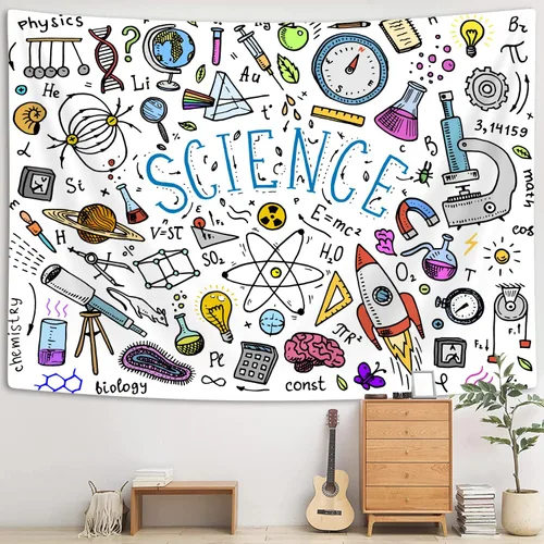 Miniatura 4 de Tapiz de ciencia educativa, física, matemáticas, química, biología, tapiz para colgar en la pared, tapiz para estudiantes y profesores, tapiz