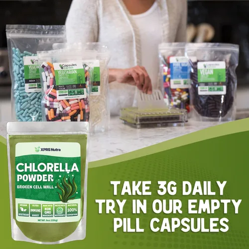 Miniatura 5 de XPRS Nutra Chlorella Powder - Polvo de clorofila de pared celular rota - Clorella para la inmunidad - Proteína completa vegana (8 onzas)