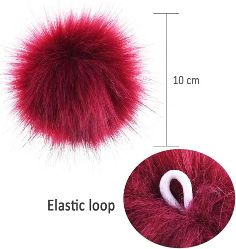 Miniatura 3 de SIQUK 30 pompones de piel sintética para manualidades, pompón esponjoso con lazo elástico para sombreros, llaveros, bufandas, guantes, bolsas