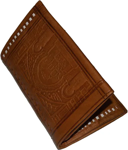 Cartera de cuero marroquí hecha a mano con pliegue grande, vintage, exquisita, color marrón, Marrón, Vintage