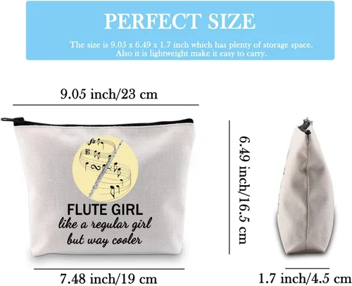 Miniatura 2 de GJTIM Flauta de regalo para amantes de la flauta, banda de marcha, bolsa de maquillaje, bolsa de viaje con cremallera para flautistas