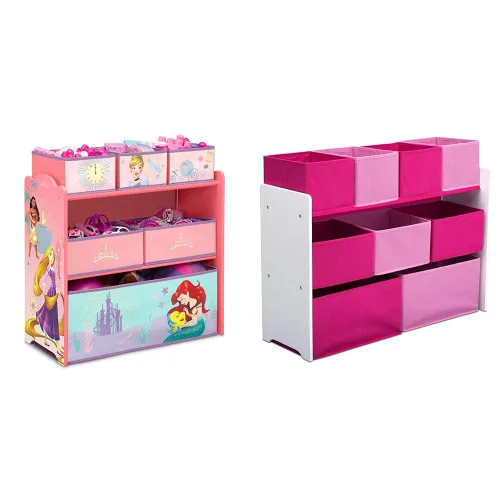 Delta Children Design & Store - Organizador de almacenamiento de juguetes de 6 contenedores, Disney Princess y organizador de juguetes de lujo con