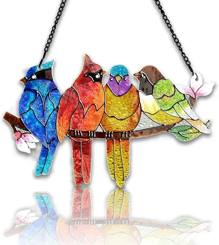 Miniatura 15 de DASTOLL Colgante de vidrio emplomado para ventana, diseño de lirio del valle, mariposa, atrapasol para puertas, hogar, atrapasoles decoración