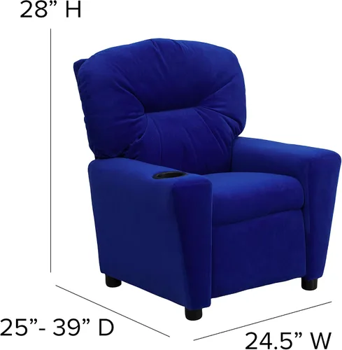 Miniatura 2 de EMMA + OLIVER Reclinable infantil de microfibra azul con portavasos