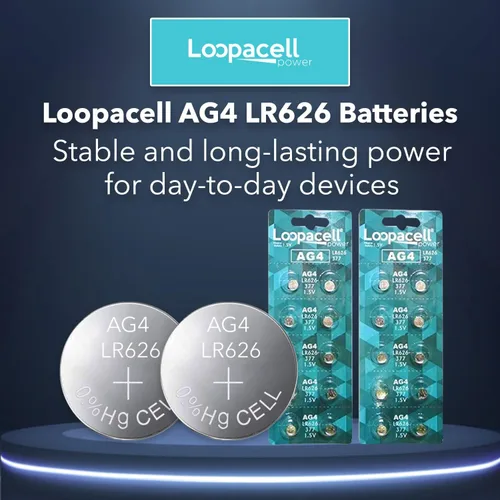 Miniatura 2 de 20 pilas de reloj alcalinas LOOPACELL AG4 LR626 377 de 1.5 V