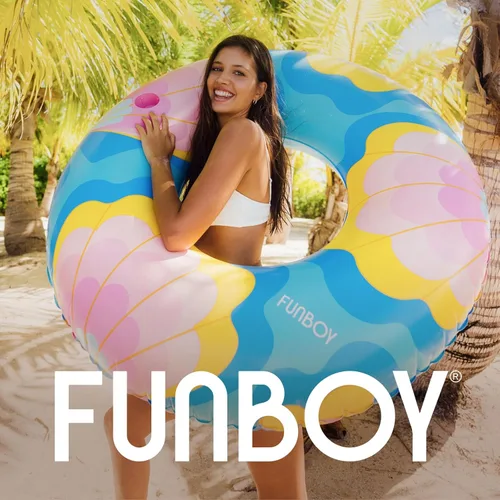 Miniatura 3 de FUNBOY Flotador tubular inflable tamaño gigante con diseño de conchas de sirena, estilo dona, flotador de piscina de lujo para fiestas de verano