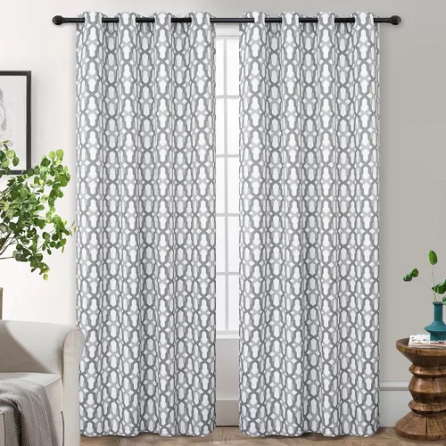 Miniatura 25 de DriftAway Mason - Cortinas térmicas opacas con ojales para ventanas, diseño geométrico de enrejado, 2 paneles, cada uno de 52 pulgadas por 63 Gris