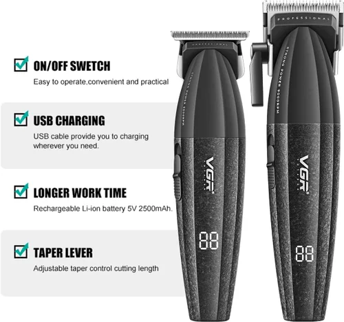 Miniatura 2 de VGR 640 Cortapelos Profesionales para Hombres, Cortapelos y Recortadoras Inalámbricas de Barbero de 9000RPM, Kit de Corte de Cabello con Cuchilla