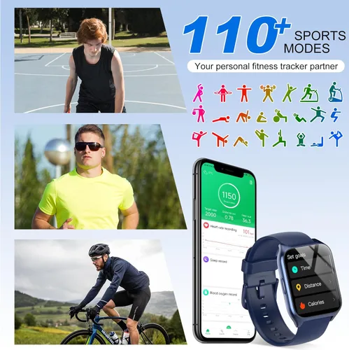 Miniatura 4 de Reloj inteligente (respuesta/hacer llamada), reloj inteligente de 1.85 pulgadas para hombres y mujeres, reloj de fitness 2025, más de 110 modos