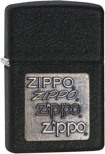 Miniatura 19 de Encendedor de bolsillo Zippo negro mate con diseño de logo de Zippo Logotipo de oro mate negro