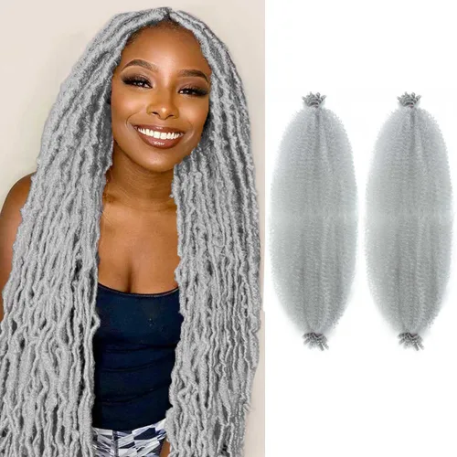 Miniatura 32 de Cabello afro trenzado elástico color marrón claro de 16 pulgadas, paquete de 3 T27, cabello afro preesponjado y trenzado elástico, cabello afro