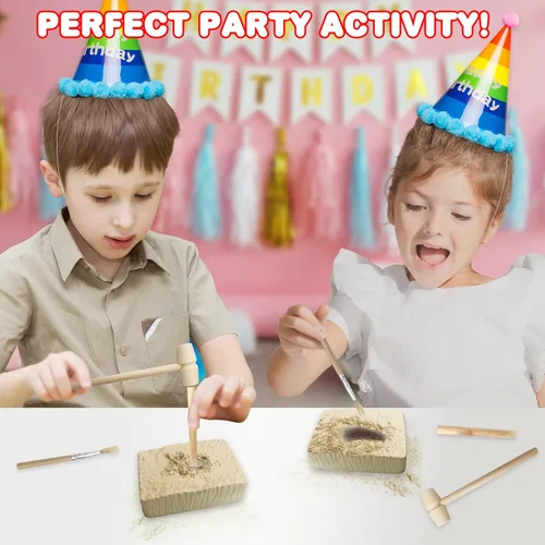 Miniatura 5 de ArtCreativity Dino Teeth Dig and Discover Kit de excavación para niños, incluye dientes fósiles de juguete T-rex y Tarbosaurus con 2 herramientas