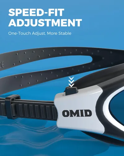 Miniatura 7 de OMID - Gafas de natación polarizadas P2, gafas antivaho para natación para hombres y mujeres adultas Lente ahumada con marco blanco y negro A5