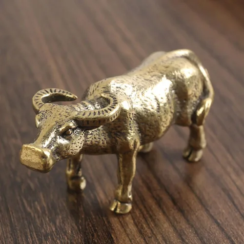 Miniatura 3 de Leheybia Estatua decorativa de búfalo de agua de adorno de vaca de latón - dorado