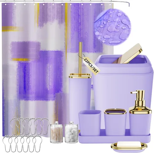 Miniatura 25 de XLHOMO Juego de baño – Juego de accesorios de baño negro, juegos de baño con cortina de ducha y alfombras, juego de cortina de ducha negra