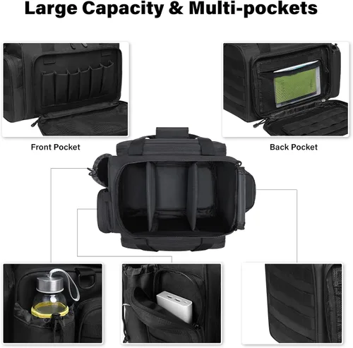 Miniatura 4 de MOSISO Bolsa táctica para pistola, bolsa de lona de gran alcance para pistolas y equipo, bolsa de transporte con asa y correa de hombro