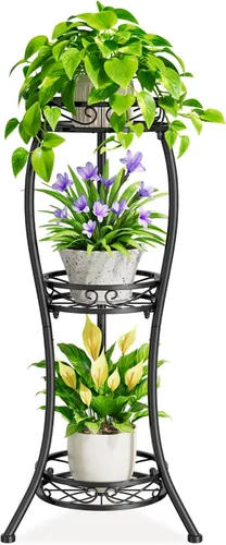 Miniatura 11 de iDavosic.ly Paquete de 2 soportes de metal para plantas para interiores y exteriores, 11 pulgadas de ancho, de hierro resistente al óxido, para Negro