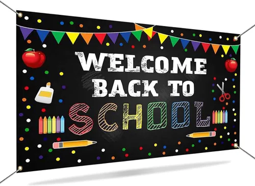 Miniatura 7 de Mocsicka Telón de fondo de bienvenida de regreso a la escuela, papelería de puntos coloridos para estudiantes y niños, pancarta para el primer día