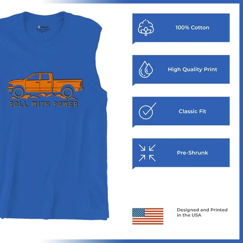 Miniatura 105 de Tee Hunt Camisetas gráficas y camisetas sin mangas para hombre Roll with Power Pickup Truck