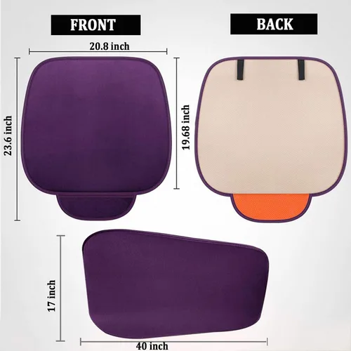 Miniatura 7 de Fundas de asiento de automóvil de invierno solo para asientos delanteros, cojín de asiento de automóvil de piel de oveja con soporte trasero