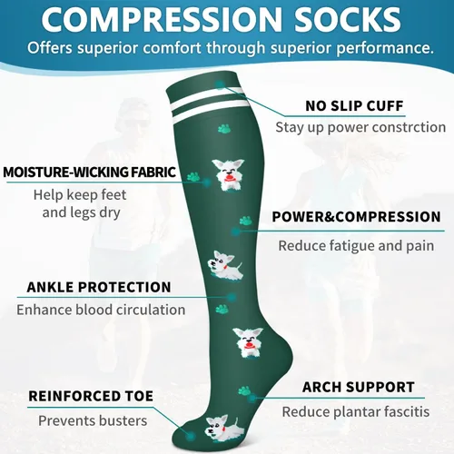 Miniatura 166 de 6 Pack Copper Compression Socks for Women and Men Circulation-Best Support for Medical, Running,Nursing,Athletic