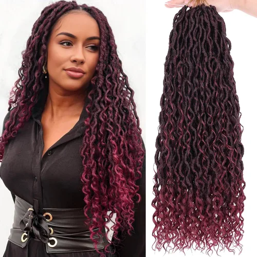 Extensiones de cabello sintético de ganchillo de 24 pulgadas con extremos rizados, extensiones de cabello sintético con extremos rizados, trenzas de