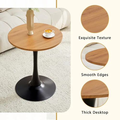 Miniatura 5 de Mesa de comedor redonda de madera para espacios pequeños, mesas de tulipanes de 24 pulgadas con base de pedestal de metal, mesa de bistró para 2