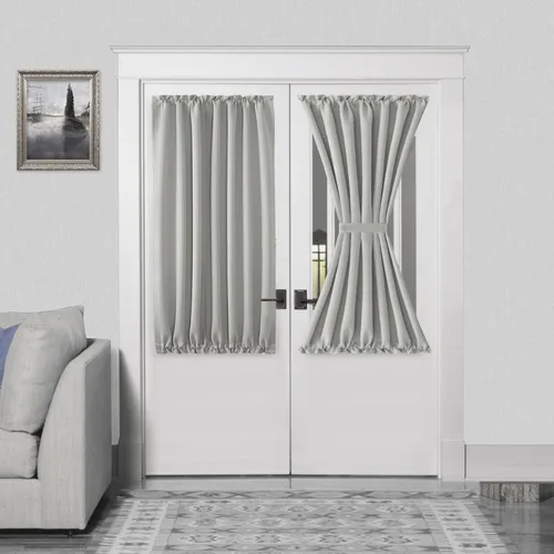 Miniatura 63 de DWCN Cortinas para puerta francesa: cortina térmica con bolsillo para barra para puertas con ventana de vidrio, puertas de cocina y patio