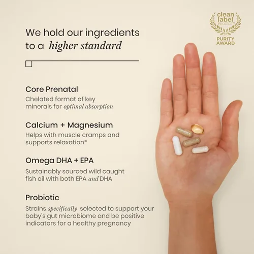 Miniatura 5 de Perelel Paquete Prenatal para el Tercer Trimestre, Multivitamínico con Magnesio, Omega 3, Probióticos y Calcio, Apoyo Nutricional para el Bienestar