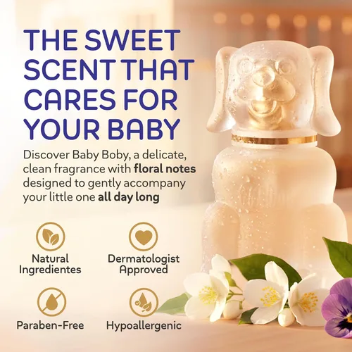 Miniatura 4 de Zermat Boby - Perfume unisex de colonia para bebé, fórmula hipoalergénica y suave, de larga duración, en polvo, limpio, floral con flores blancas