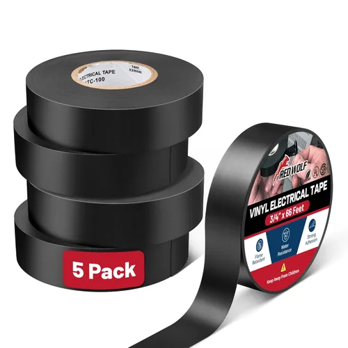 Miniatura 12 de RED WOLF Cinta eléctrica de vinilo de 1 pulgada x 66 pies, 5 rollos, cinta eléctrica de PVC con certificación UL CSA de 7 mil de grosor, resistente