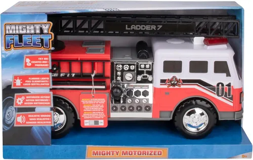 Miniatura 6 de Mighty Fleet Camión de escalera de bomberos motorizado Mighty con luces y sonidos, escalera motorizada, escalera extensible, diseño realista