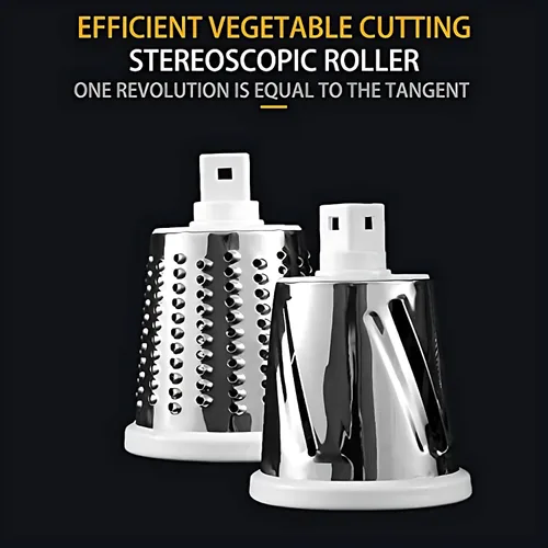 Miniatura 7 de Rallador rotativo de queso, rebanador de verduras de mandolina de cocina con 3 cuchillas intercambiables, fácil de limpiar rallador giratorio