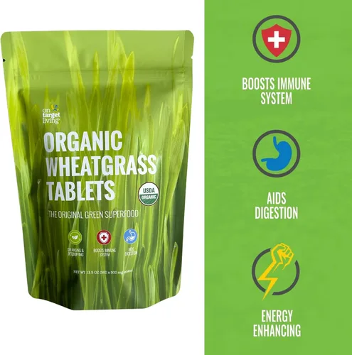Miniatura 2 de On Target Living Tabletas de hierba de trigo - 500 tabletas USDA Organic