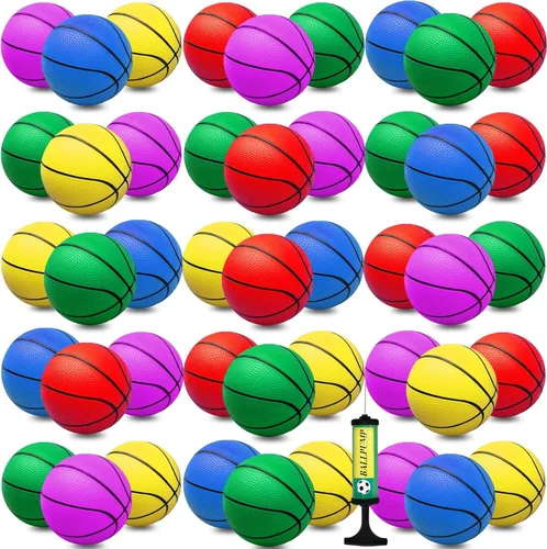 Miniatura 14 de Oleitodh Juego de 18 mini pelotas de baloncesto de 5 pulgadas, juego de pelotas de baloncesto pequeñas de PVC para juegos de aro sobre la puerta