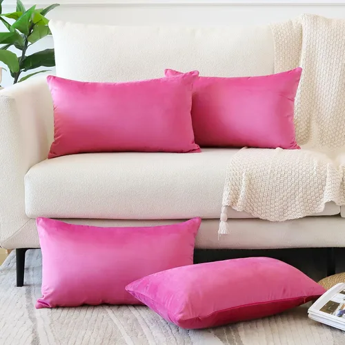Miniatura 8 de OTOSTAR Juego de 4 fundas de almohada decorativas de terciopelo suave, fundas de cojín lumbares sólidas, fundas de cojín lujosas para sofá