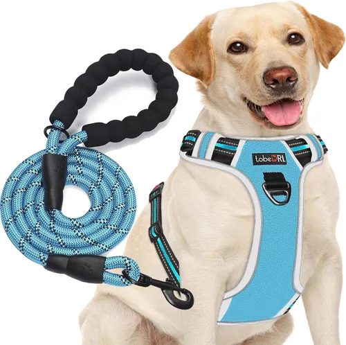 Miniatura 11 de TobeDRI - Arnés antitirones para perro, ajustable, reflectante, tela Oxford fácil de controlar, para perros medianos y grandes con una correa de 5