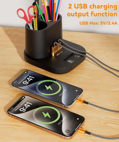 Miniatura 4 de Lámparas LED de escritorio para oficina en casa con cargador, organizador, lámpara de mesa de escritorio para dormitorio, estudio, lectura, trabajo